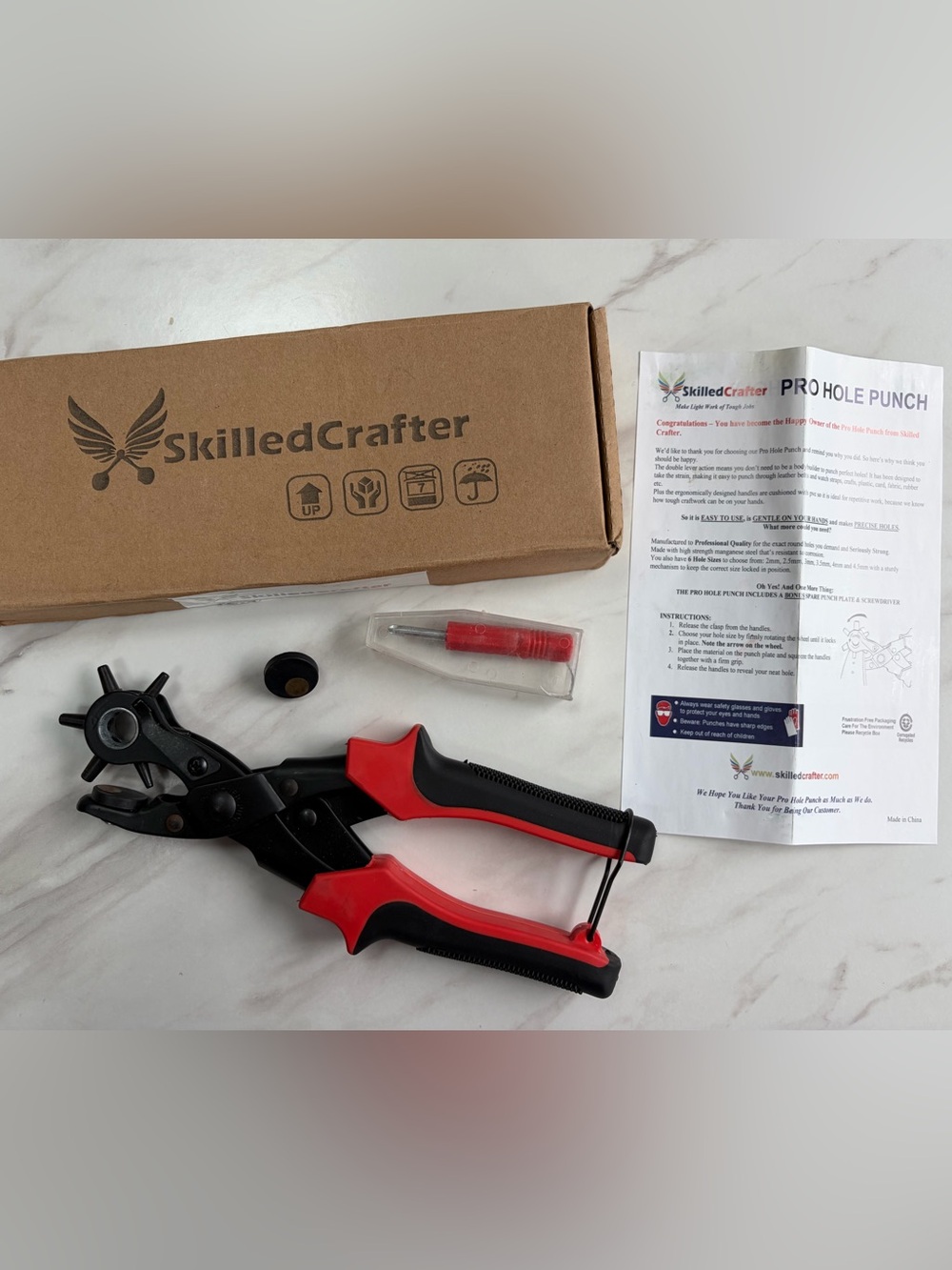 SkilledCrafter Pro Hole Punch Pliers for belts, plastic,fabric, card and rubber